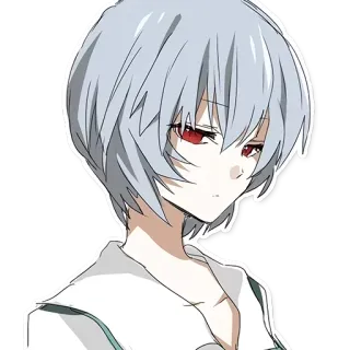 ☹ Rei Ayanami Neon Genesis Evangelion anime, ragazza, Rei Ayanami, Evangelion, manga, occhi rossi, capelli corti whatsapp sticker
