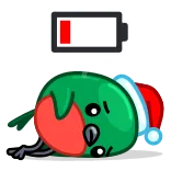 😵 ローバッテリー, 疲れた, 疲れ果てた, 漫画, 緑, クリスマス, 悲しい telegram sticker