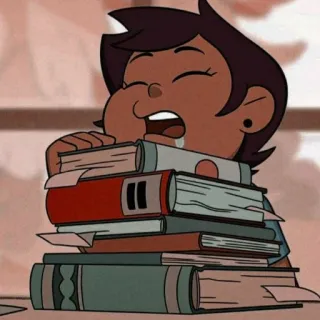 😴 Luz Noceda The Owl House desenho animado, animado, livros, cansado, sonolento, estudando telegram sticker