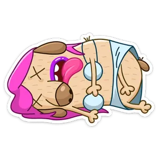 😵 chien, dessin animé, épuisé, chien dessin animé, langue, expression, drôle, animal, personnage whatsapp sticker