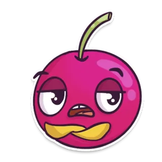 🍒 Kirsche, Obst, Cartoon, Sticker, Lustig, Gesicht, Emoji telegram sticker