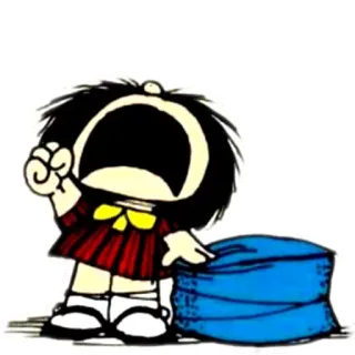 😠 Mafalda Cartoon, Mädchen, Comic, Schreiend, Wütend whatsapp sticker