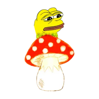 🐸 Pepe the Frog meme, frog, mushroom, internet culture, sticker telegram sticker