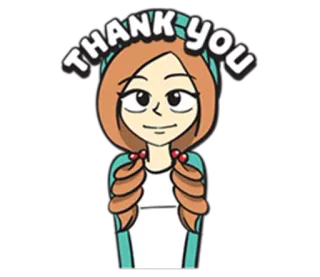 🙂 Thank you gracias, dibujo animado, chica, coletas, agradecimiento, gratitud telegram sticker