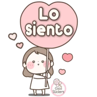 👧 Lo siento excuse, désolé, mignon, fille, coeurs, autocollant telegram sticker