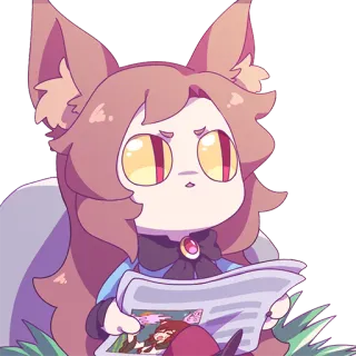 😒 고양이, 신문, 독서, 동물, 만화, 캐릭터 telegram sticker