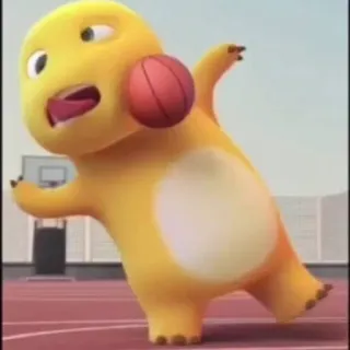 🧬 dinosaure jaune, dinosaure, dessin animé, basketball whatsapp sticker