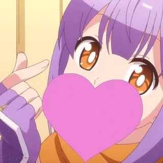 ❤️ Anime, Słodkie, Dziewczyna, Serce, Naklejka, Fioletowe włosy, Kreskówka telegram sticker