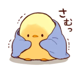 😉 さむっ Küken, Vogel, süß, kalt, Decke, kawaii whatsapp sticker