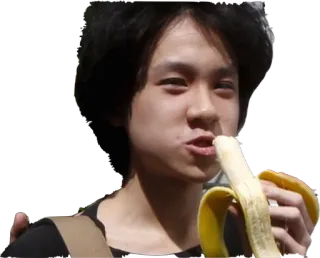 🍌 mężczyzna, jeść, banan, osoba, przekąska, owoc telegram sticker
