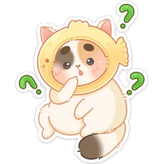 ❓ gato, animal, lindo, pregunta, dibujo animado, pegatina, pez, mascota whatsapp sticker