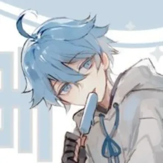 😏 Chongyun Genshin Impact chongyun, genshin impact, anime, video game, ice cream, blue hair, anime character telegram sticker