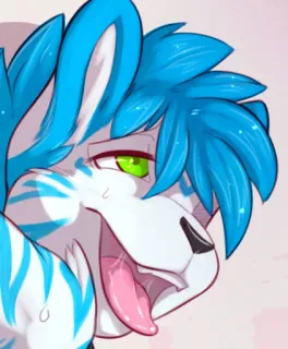 😍 Furry, Anthro, Tier, Blau, Zunge, Cartoon telegram sticker
