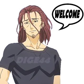 👆 WELCOME anime, benvenuto, personaggio, uomo telegram sticker