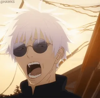 😬 Gojo Satoru Jujutsu Kaisen Anime, Gojo, Satoru, Jujutsu Kaisen, Personagem, Óculos, Cabelo Branco, Gritando telegram sticker