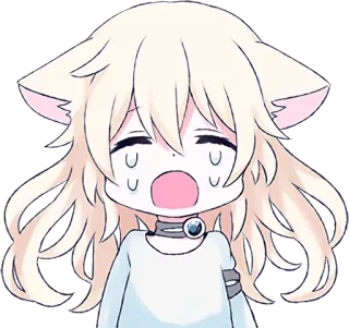 😭 Anime, Katzenmädchen, Kawaii, Weinend, Schwitzen, Emotional, Süß, Manga telegram sticker