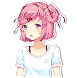 😲 Natsuki Doki Doki Literature Club! Аниме, Манга, Розовые волосы, Милый, Школьница whatsapp sticker