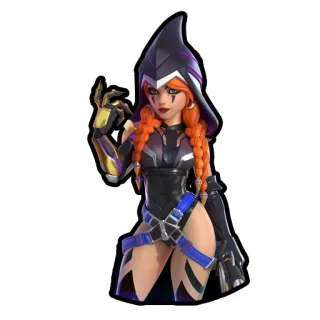 🔞 digitale Kunst, Frau, Videospiel, Charakter, Kapuze, orange Haare, Rüstung, Fantasy telegram sticker