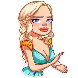 👏 Daenerys Targaryen Game of Thrones dessin animé, femme, blonde, personnage, fantaisie, Game of Thrones telegram sticker