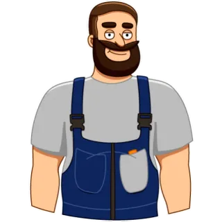 🙂 homme, salopette, dessin animé, barbe telegram sticker