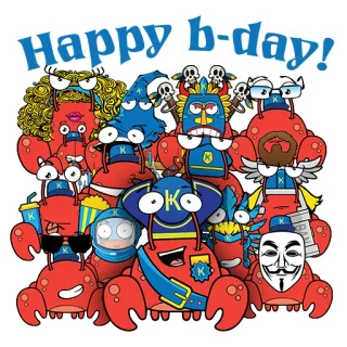 🎉 Happy b-day! sinh nhật, vui vẻ, hoạt hình, lễ kỷ niệm, nhân vật, tiệc, kỳ quặc telegram sticker