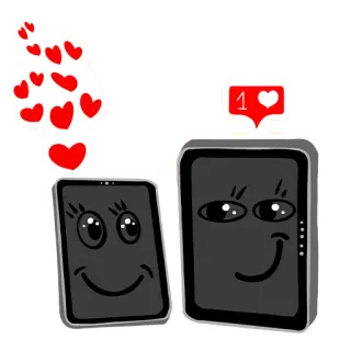 🥰 Tablette, Amour, Coeurs, Numérique, Dessin animé, Romance whatsapp sticker