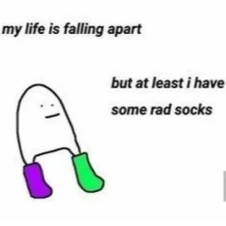 🙂 my life is falling apart but at least i have some rad socks 양말, 만화, 밈, 웃긴, 유머 telegram sticker