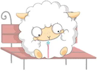 🚠 绵羊, 动物, 可爱, 毛茸茸, 卡通, 长椅 telegram sticker