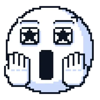 🤩 emoji, scared, shocked, pixel art, surprised, expression telegram sticker
