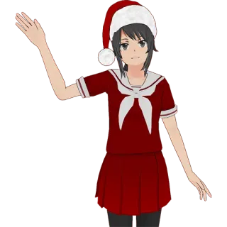 ✋ Ayano Aishi Yandere Simulator Аниме, Школьница, Рождество, Яндере, Симулятор telegram sticker