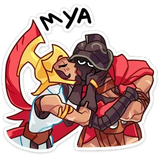 😘 MYA kiss, cartoon, helmet, armor, characters telegram sticker