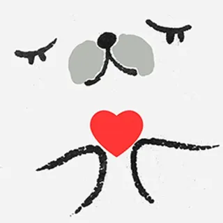❤️ mignon, kawaii, animal, visage, coeur, yeux telegram sticker