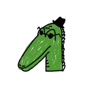 😎 Alligator, Reptil, Cartoon, Hut, Brille, Grün telegram sticker