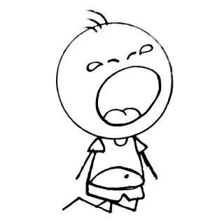 😖 dibujos animados, triste, llorando, niño, boceto whatsapp sticker