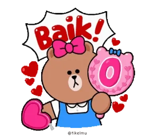 👌 Baik! urso, fofo, corações, afirmativo, ok, bom telegram sticker