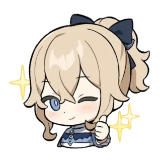 🦙 Jean Genshin Impact Anime, Charakter, Daumen hoch, Funkeln, Blond, Lächeln telegram sticker