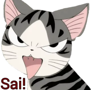 😠 Sai! кот, аниме, злой, милый, стикер whatsapp sticker