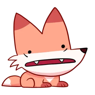 😐 fox, cute, cartoon, animal, orange, white telegram sticker