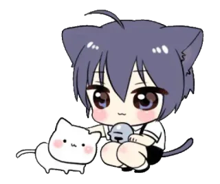 🫐 Anime, Gatto, Chibi, Carino, Kawaii telegram sticker
