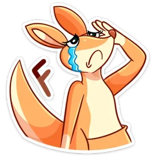 😢 F kangaroo, animal, cartoon, cute, sad, crying telegram sticker
