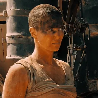 😐 Furiosa Mad Max: Fury Road Furiosa, Mad Max, Charlize Theron, movie, character, desert, action, warrior whatsapp sticker