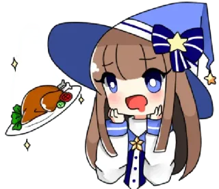 🤤 Anime, Bruxa, Comida, Fofo, Brilhos, Magia telegram sticker