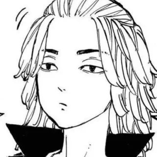 〰 Mikey Tokyo Revengers アニメ, マンガ, キャラクター, ポートレート, 白黒, イラスト telegram sticker
