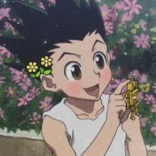 🌿 Gon Freecss Hunter x Hunter Anime, Garçon, Fleurs, Mignon, Gon, Hunter telegram sticker