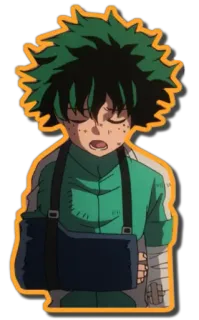 😪 Izuku Midoriya My Hero Academia アニメ, マンガ, 僕のヒーローアカデミア, 緑谷出久, デク, ヒーロー, 負傷 telegram sticker