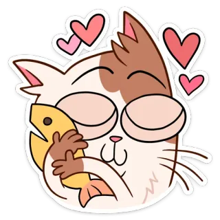 🥰 Katze, Fisch, Liebe, Herzen, Tier, Aufkleber, süß telegram sticker
