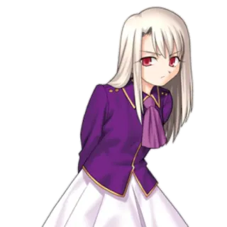 🤔 Illyasviel von Einzbern Fate/stay night Аниме, Иллия, Fate, Персонаж, Девушка, Белые волосы, Красные глаза, Фиолетовая куртка telegram sticker