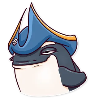 😏 orca, pirate, skull, hat, cartoon, animal, sea, marine telegram sticker
