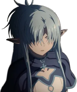 😔 Anime, Elfo, Feminino, Personagem, Cabelo azul, Fantasia telegram sticker