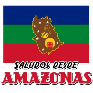 🇻🇪 SALUDOS DESDE AMAZONAS Amazonas, Salam dari Amazonas, Salam dari Amazonas, Venezuela, Bendera negara bagian, Amerika Selatan whatsapp sticker